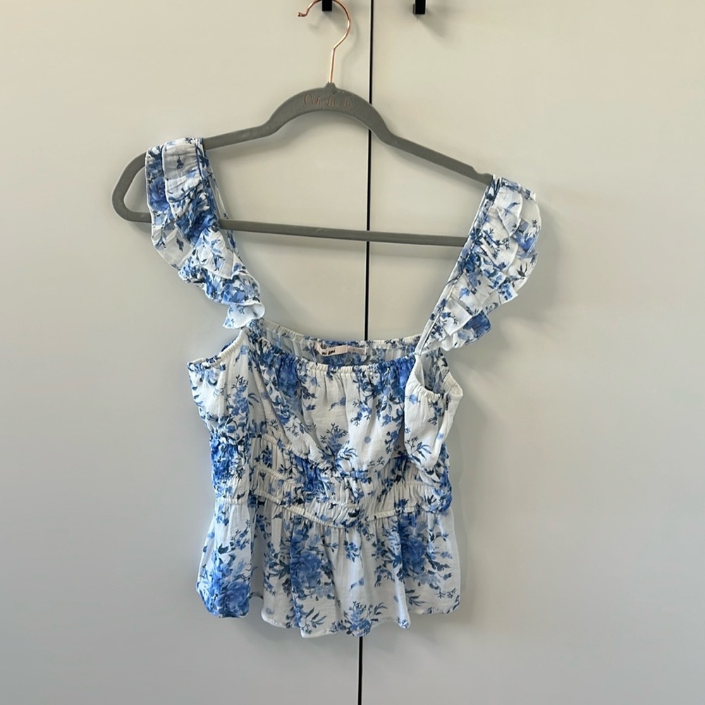 White and blue top